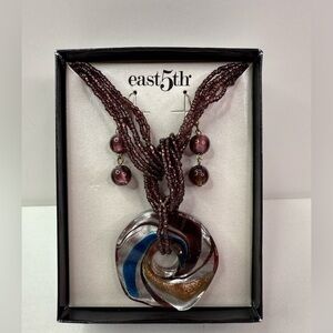 NIB East 5th Blue and Purple Swirled Pendant Necklace